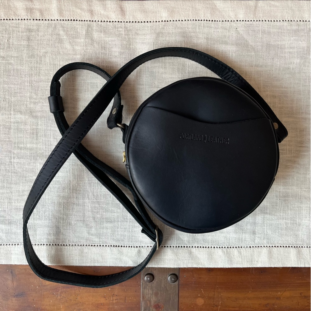 NWOT Small Black Circle Crossbody Bag - Portland Leather Goods